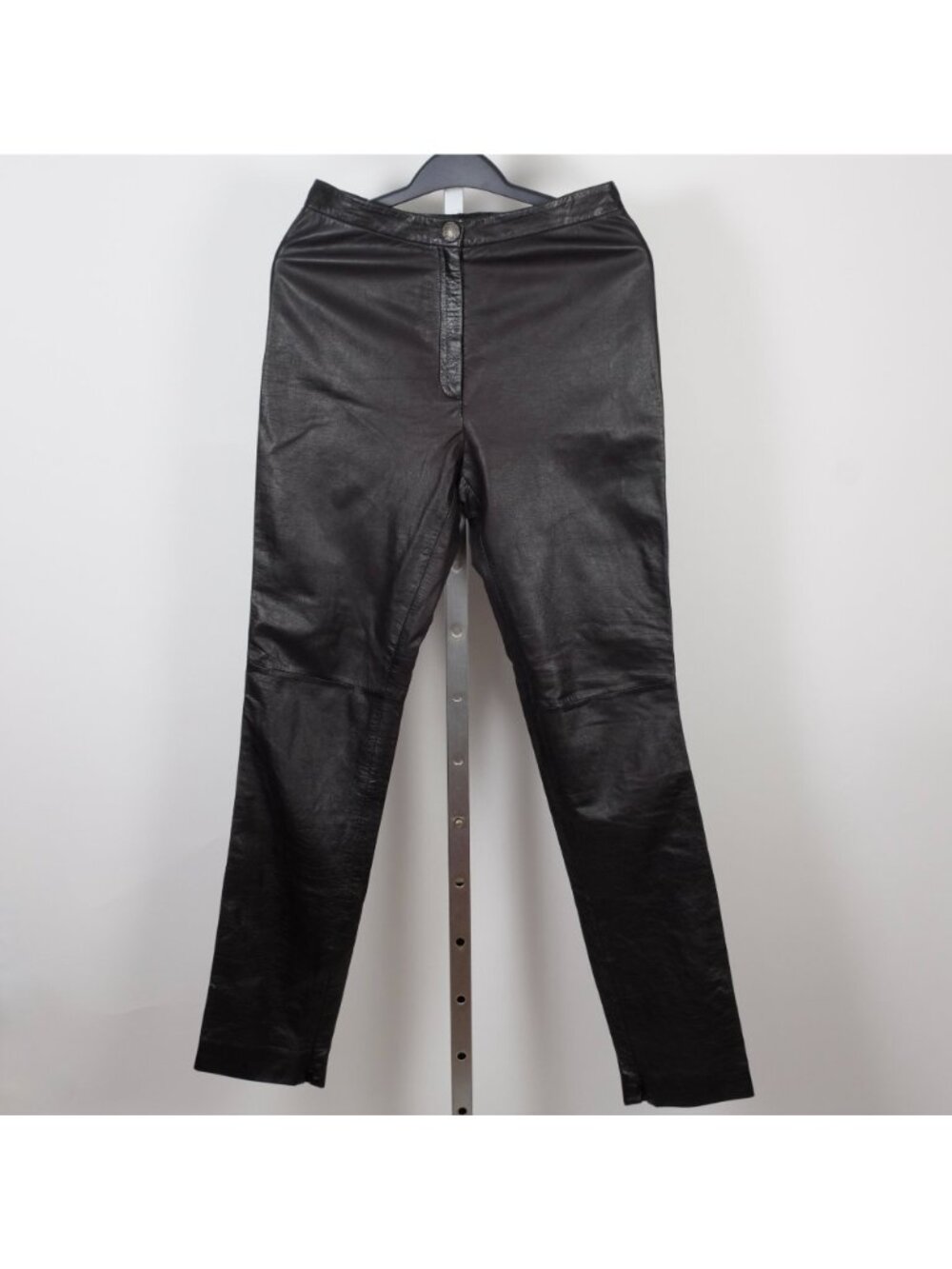 Chanel 05A leather pants trousers leggings 38 US 4 black zip detail jeans 2005